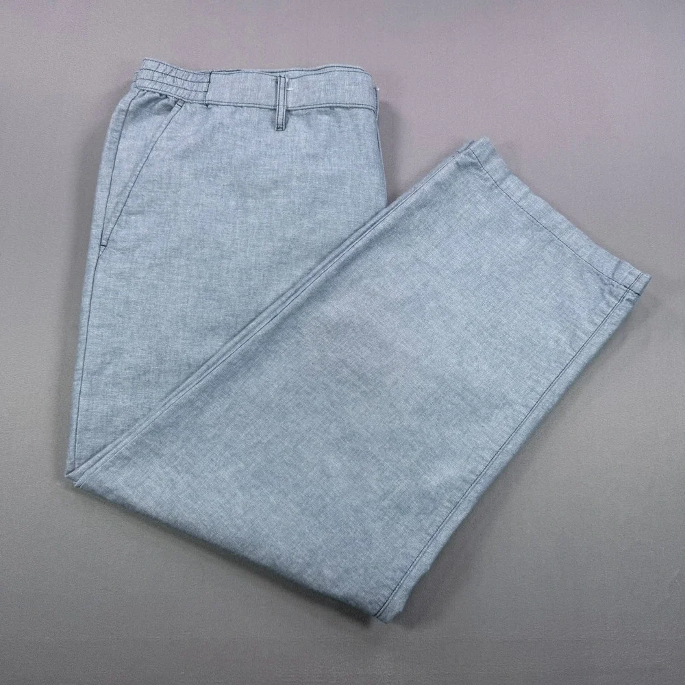 Goodfellow Mens XXL Blue 100% Cotton Elastic Waist Straight Leg Casual Pants